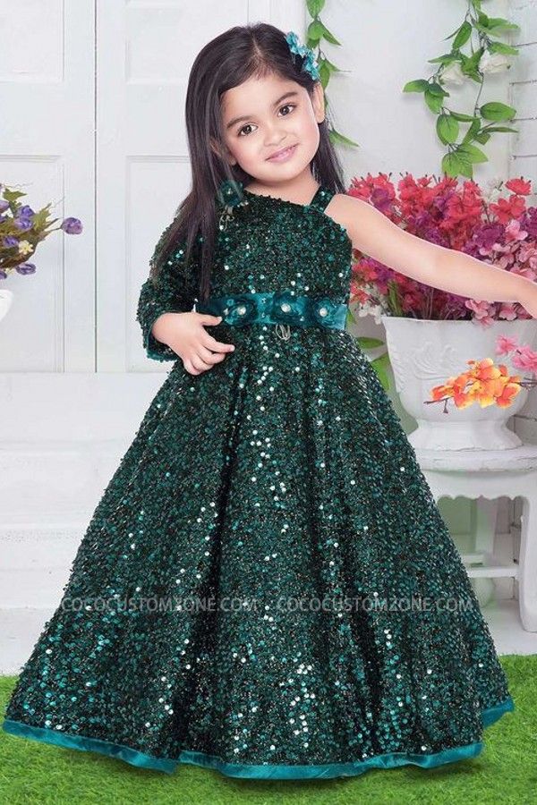 One-shoulder Belt Sequin Girl Wedding Party