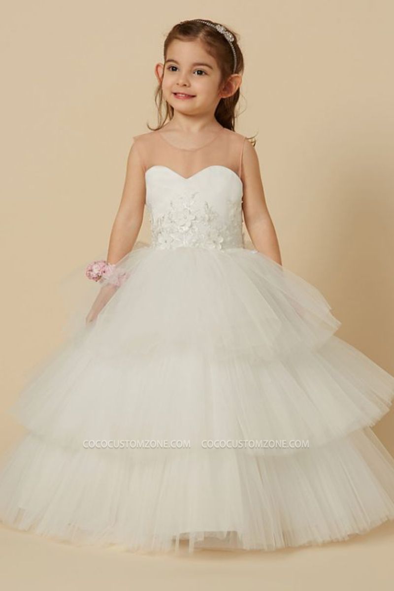 Scoop Ball-Gown/Princess Tulle Flower Girl Dress