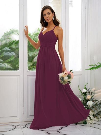 Lilac Chiffon V-Neck Spaghetti Straps Bridesmaid Dresses Simple_28
