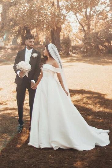 Simply Off Shoulder Satin A-Line Wedding Dress_3