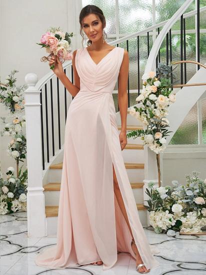 Simple Long V-Neck Sleeveless Evening Dresses
