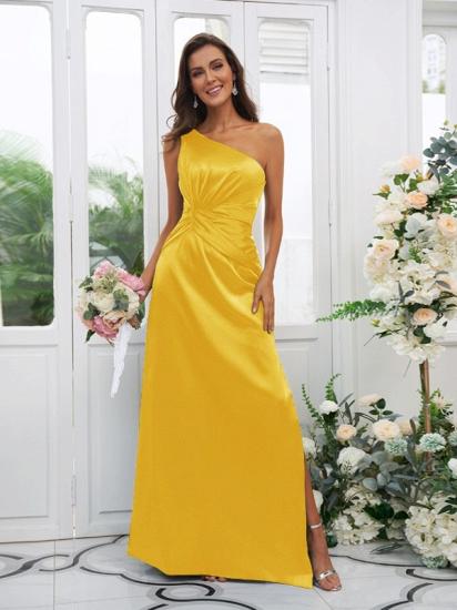 One Shoulder Dark Green Long Bridesmaid Dresses | Simple Bridesmaid Dress_18