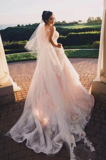 Romantic sleeveless v-neck lace wedding gown | applique wedding dress_2