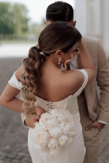 Simple Satin Clip Shoulder Mermaid Wedding Dress_4