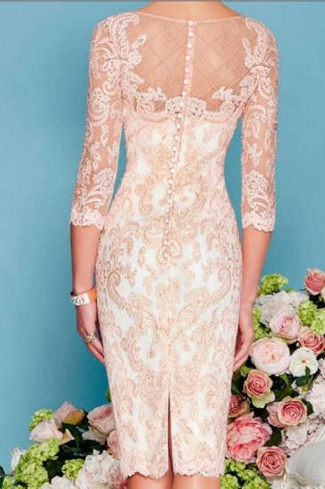 Two Piece Sheath Chiffon Bodycon Illusion Knee-Length Lace Mother of the Bride Dress_3