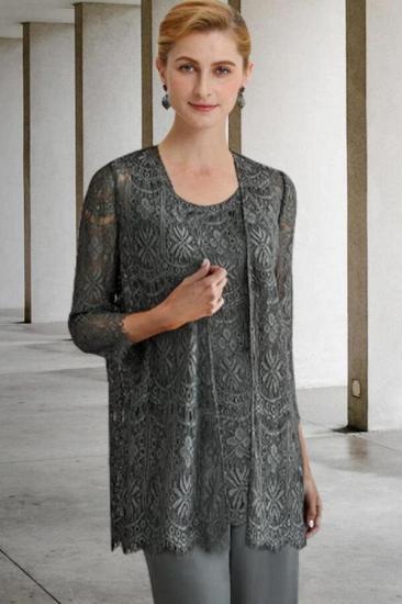 Pantsuit 3 Piece Mother of the Bride Dress Plus Size Lace Set_4