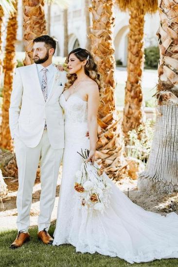 Gorgeous Mermaid Sleeveless Sweetheart Lace Wedding Dress with Trailing