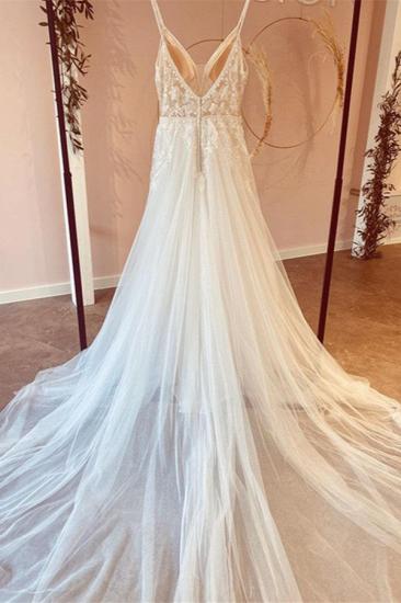 Elegant Tulle Lace Wedding Dress | Aline Long Bridal Gown with Sleeves_2