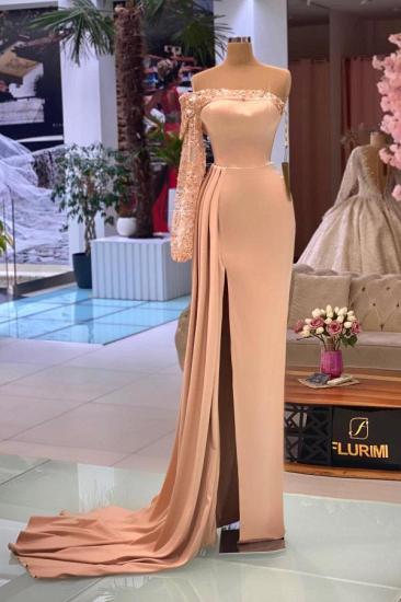 Designer evening dresses long glitter | Blues prom dresses with sleeves_2