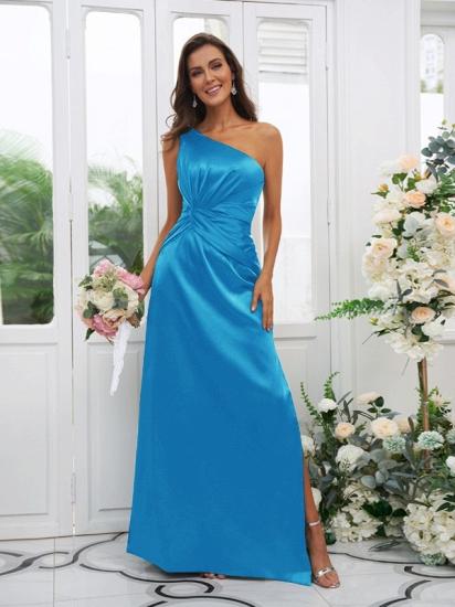 One Shoulder Dark Green Long Bridesmaid Dresses | Simple Bridesmaid Dress_20