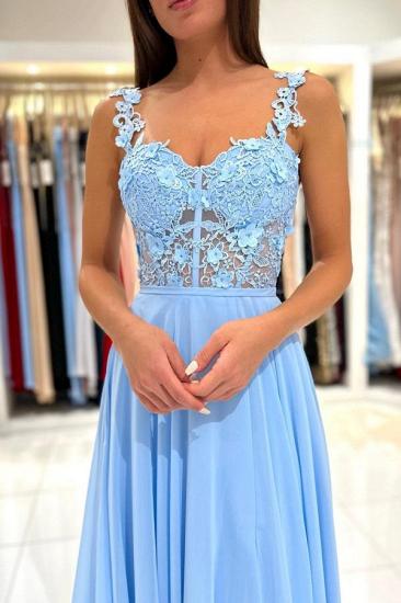 Sweetheart Floor-length Tulle Slit Prom Dress with Flowers_6