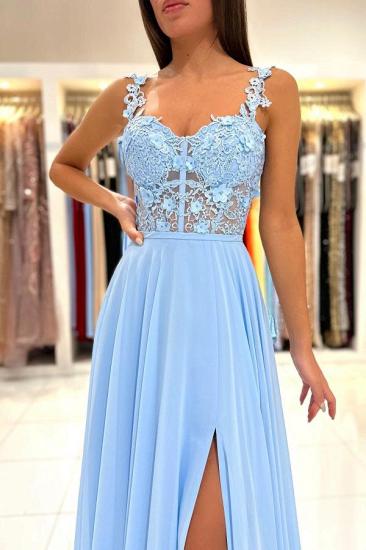 Sweetheart Floor-length Tulle Slit Prom Dress with Flowers_7