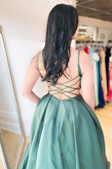 Satin A-Line Spaghetti Strap V-Neck Backless Ruffle Ball Gown_2