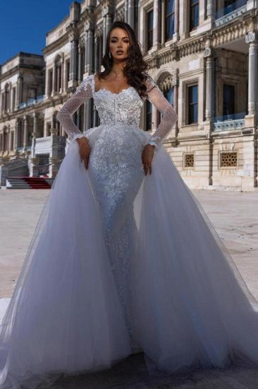 Luxurious A-Line Long Sleeve Lace Wedding Dress | Long Sleeve Wedding Dress with Sequins