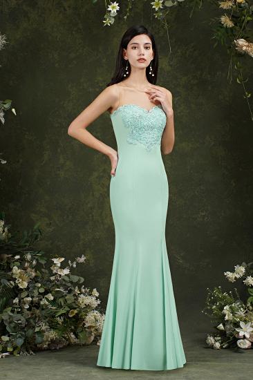 Simple Sweetheart Floral Lace Tulle Mermaid Ball Dress_3