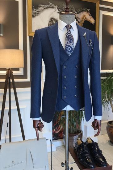 Modern Chic Blue 3-Piece Set | Men's Business Suit with Notched Lapels