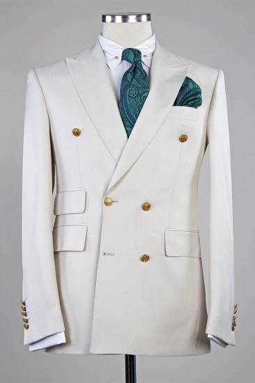 New Arrival White Peaked Lapel Double Breasted Men Suits