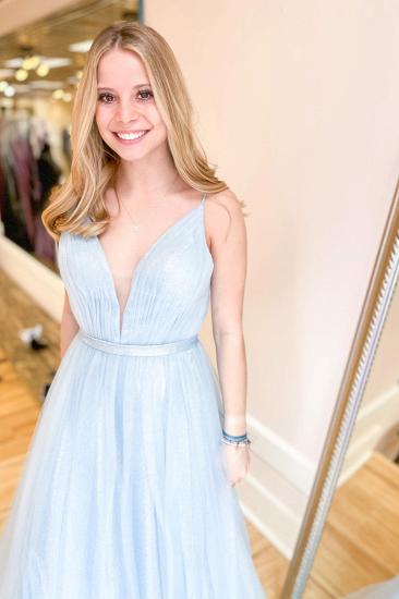 Stunning Spaghetti Strap V-Neck A-Line Floor Length Evening Gown with Sequins_3