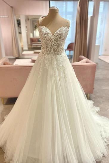 A-Line Sweetheart Sleeveless Lace Wedding Dress | Heart Neckline Wedding Dress