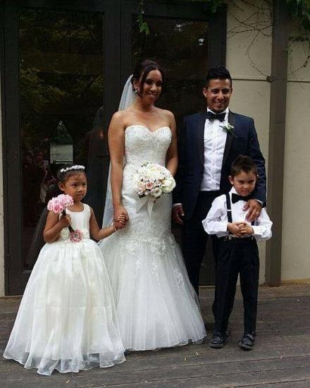 Simple Lace Tulle Floral Girl Dress Wedding Party_2