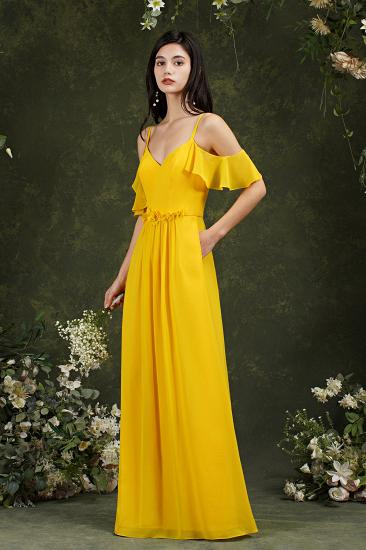 Bridesmaid Dress With Heart Collar Chiffon And Card Shoulder Yellow_2