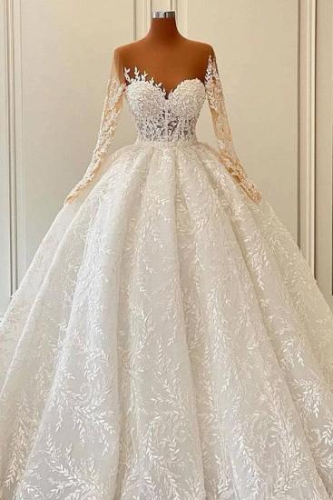 Luxury Long-sleeved Sweetheart Lace Ball Dress Wedding Dress