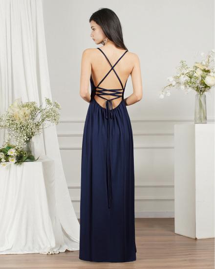 Chiffon Dark Green V-Neck Side Slit Floor Length Prom Dress | Cheap Evening Dresses_11