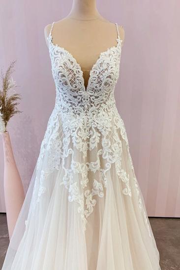 Beautiful A-line sleeveless bohemian wedding dress | A-line wedding dress with lace_3