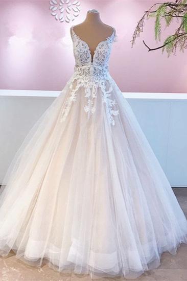 Designer V-Neck Ruffle Lace Wedding Dress | Wedding Dress A-Line_1