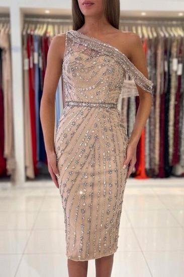 Luxury Shiny Paragraphs Short One Shoulder Prom Dress | Short Cocktail Dresses