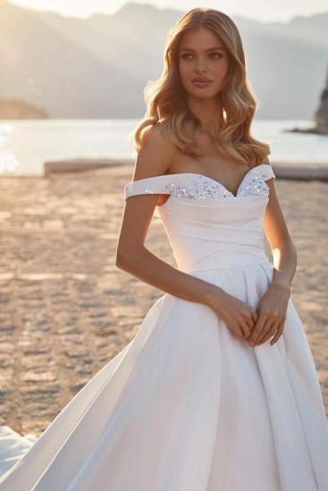 Satin A-Line Sequins V-Neck Ball-Gown/Princess Wedding Dress_3
