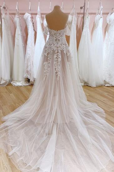 Gorgeous card shoulder tulle wedding dress | A-line lace wedding dress_2
