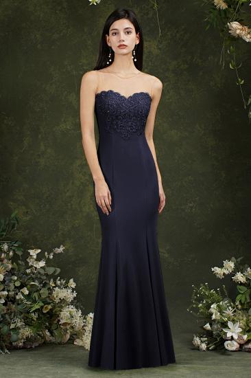 Simple Sweetheart Floral Lace Tulle Mermaid Ball Dress_4