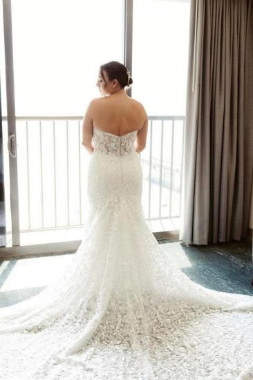 Lace Court Train V-Neck Mermaid Wedding dresses | Cream wedding dresses_2
