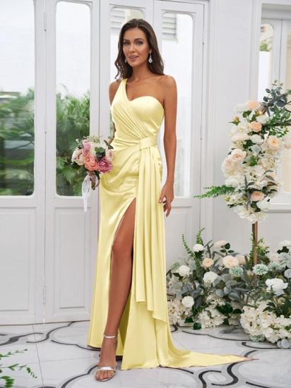 One Shoulder Sweetheart Sleeveless Side Slit Evening Dresses_8