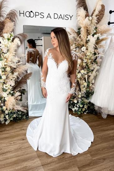 Glamorous Long Sleeved Lace Mermaid Wedding Dress