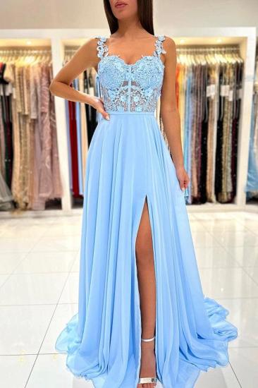 Sweetheart Floor-length Tulle Slit Prom Dress with Flowers_2
