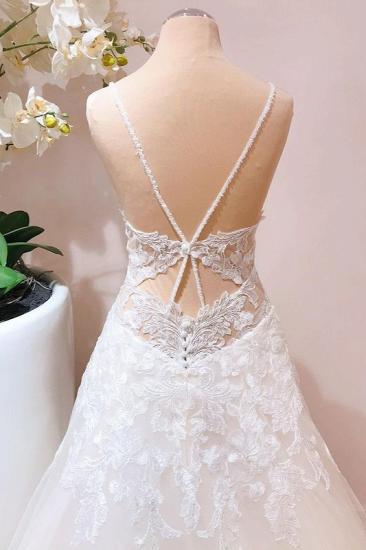 New A-line and floor lace sleeveless wedding dress with straps_3