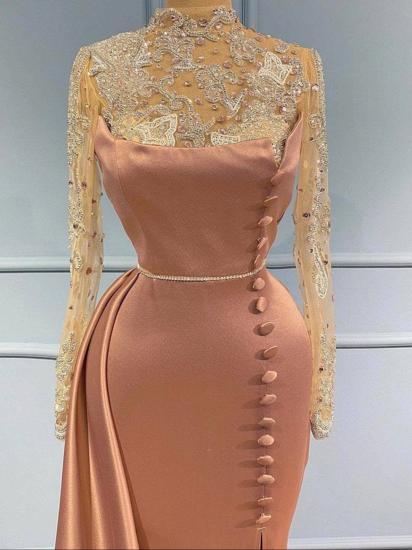 Beautiful High Neck Long Lace Sleeve Mermaid Evening Gown | Long Sleeve Ball Dress_2