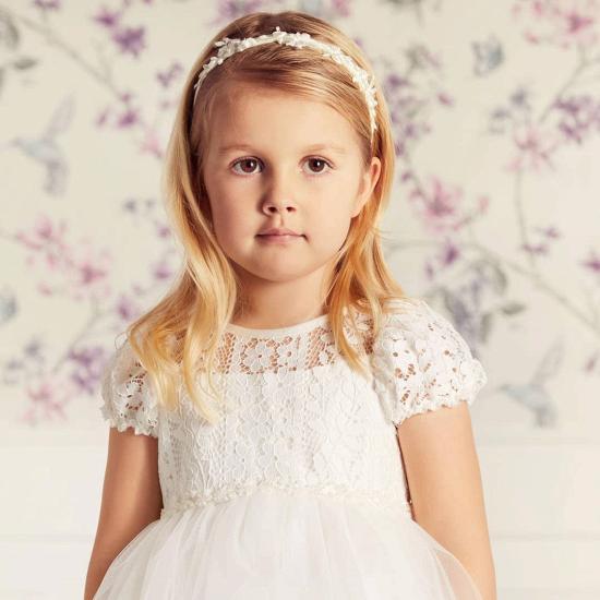 Cute Fluffy Tulle Girl Dress With Ribbon_3