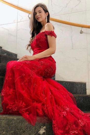 Elegant long red cardigan mermaid evening dress | Lace ball gown_3