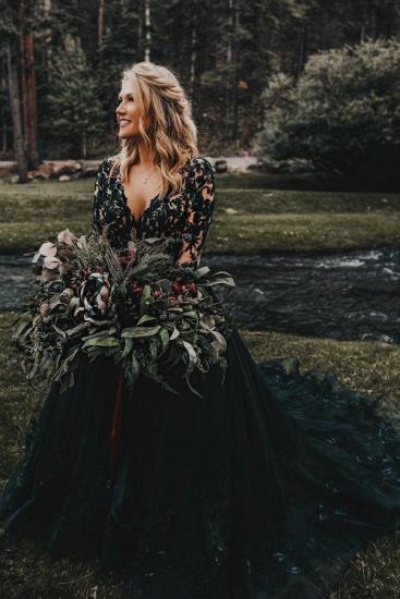 Lace V-Neck Wedding dresses | Elegant Wedding Dresses Black_6