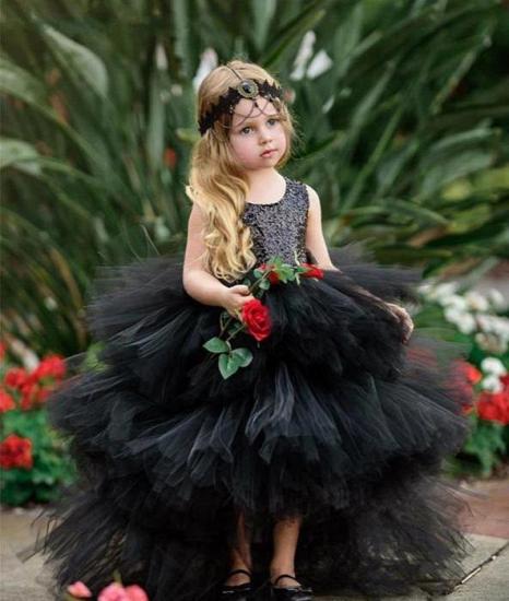 Sleeveless Sequined Black Gauze Girl Dress | Children Wedding Dress_4