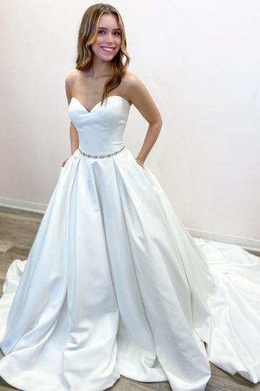 Simple A-line Ruffle Pockets Mopping Sweetheart Backless Wedding Dress