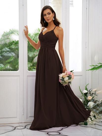 Lilac Chiffon V-Neck Spaghetti Straps Bridesmaid Dresses Simple_9