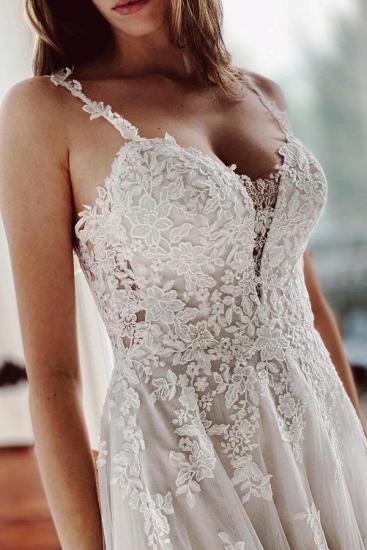 Elegant White Tulle Lace Wedding Dress | Sleeveless Simple Bridal Gown_2