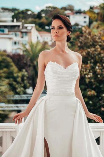Designer A Line Satin Lace Wedding Dresses_2
