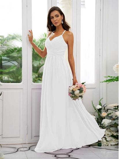 Lilac Chiffon V-Neck Spaghetti Straps Bridesmaid Dresses Simple_47