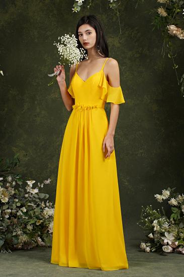 Bridesmaid Dress With Heart Collar Chiffon And Card Shoulder Yellow_3