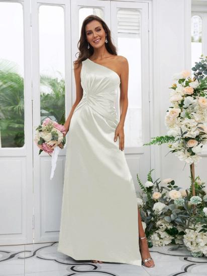 One Shoulder Dark Green Long Bridesmaid Dresses | Simple Bridesmaid Dress_16